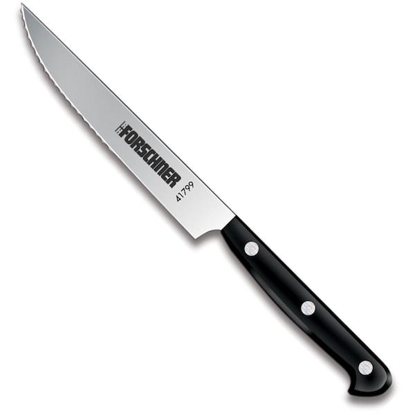 Swiss Army Brands 41799 Kitchen Black Steak - Serrated, 5In Full Tang, Pointed, Instampedin Forschner Blade VIC-7.6029.4 - main